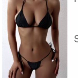 Black Shein triangle thong bikini